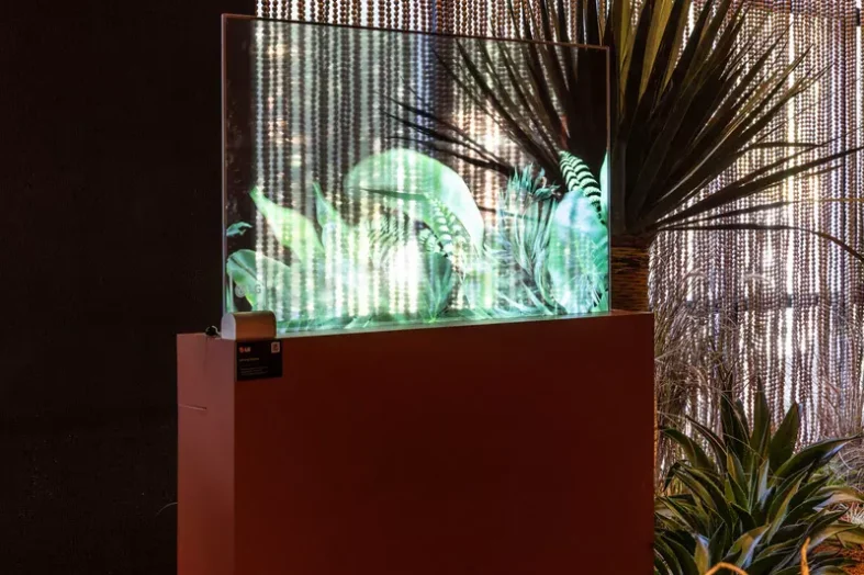 OLED Transparente da LG tem translucidez de 38%, muito superior às telas convencionais. Foto: Divulgação LG.