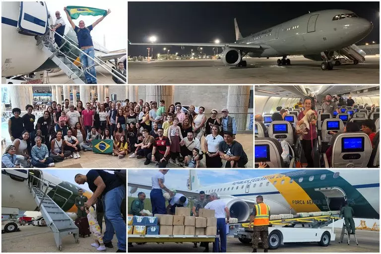 Resgate, acolhimento, ajuda humanitária: um resumo da Operação Voltando em Paz. Fotos: FAB / GOV . BR