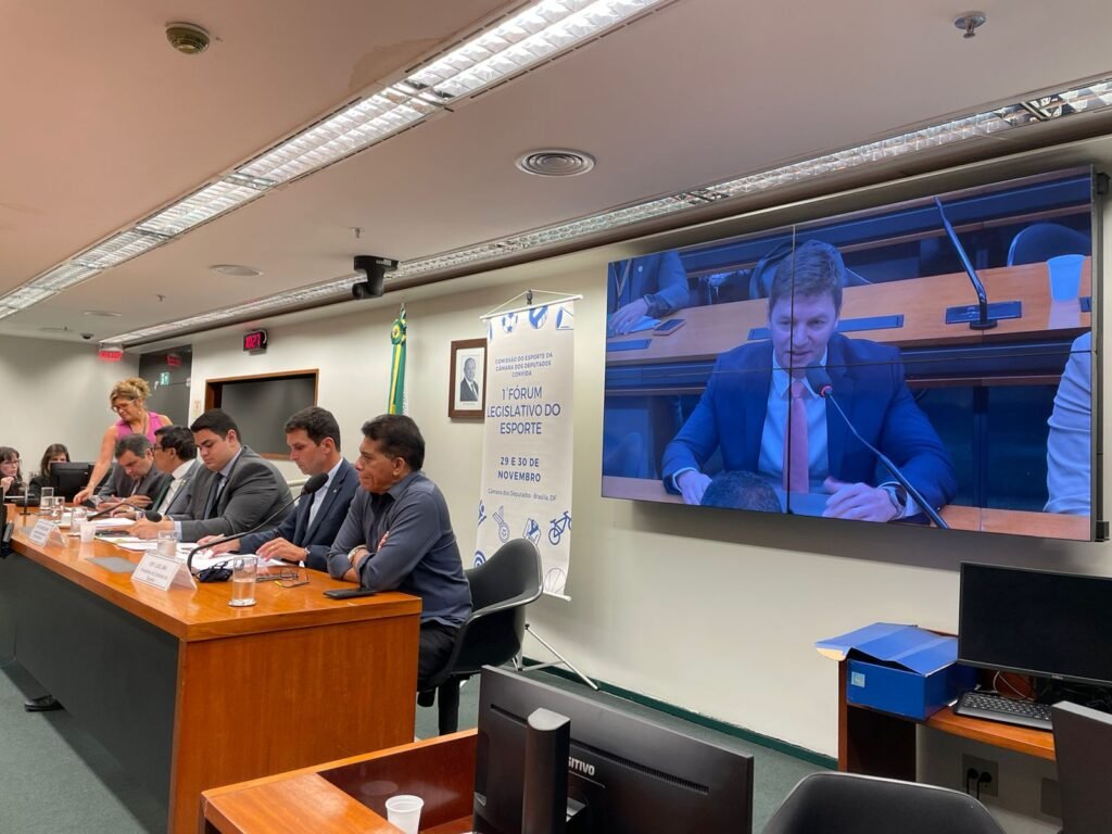 Divulgação ABFS Rafael Marcondes, presidente ABFS, durante o 1º Fórum Legislativo do Esporte