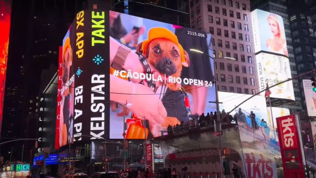 PremieRpet CãoDulas ganham destaque na Times Square, em Nova York