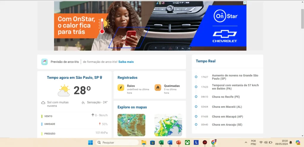 Campanha da GM para divulgar a tecnologia OnStar estreia no site da Climatempo
