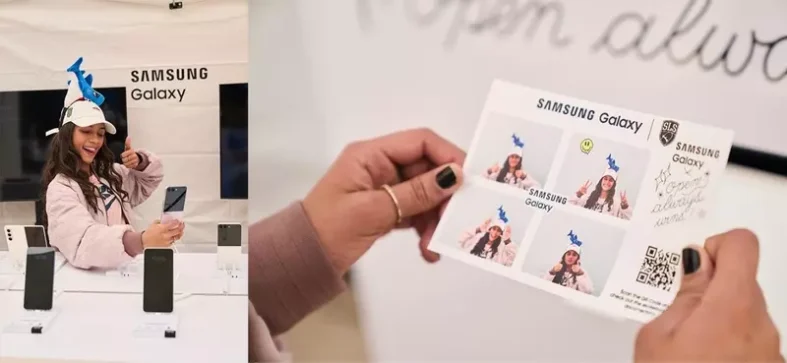 Rayssa Leal, da Team Samsung Galaxy (Skate, Brasil), aproveitou para tirar fotos na área Samsung Galaxy Experience do SLS Championship Tour, em San Diego