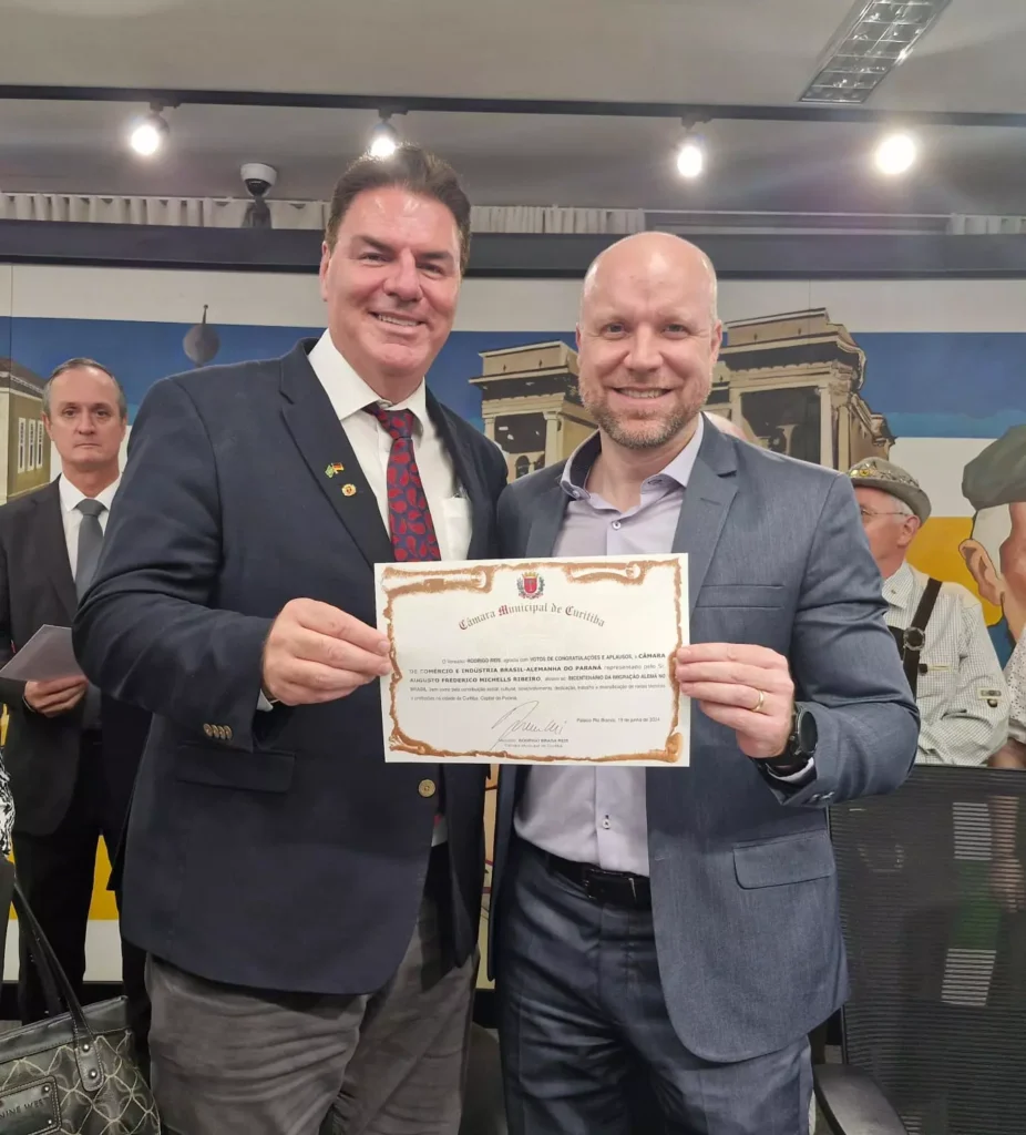 Câmara de Comércio e Indústria Brasil – Alemanha do Paraná é homenageada na Câmara Municipal de Curitiba Divulgação/AHK-PR