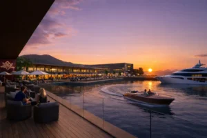 O projeto prevê a construção de espaços públicos de convivência, comércio e serviços, além da Marina Guaratuba. Imagens: Projeto Gaissler Moreira Engenharia e Planos Engenharia