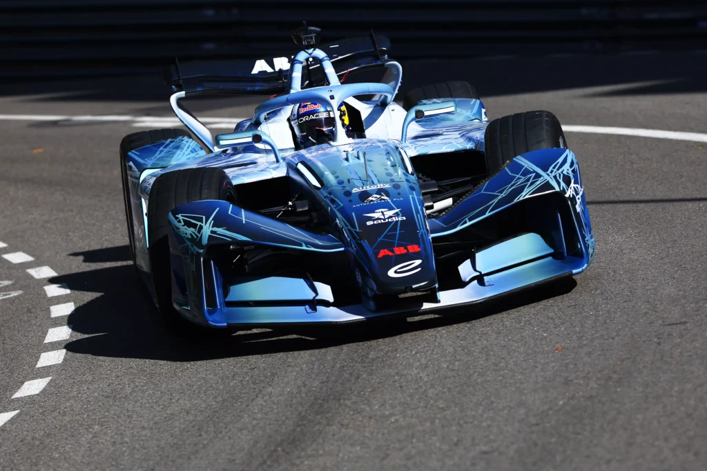Joe Portlock/LAT Images/Fórmula E/Divulgação Carro GEN4 durante demonstração no E-Prix de Mônaco