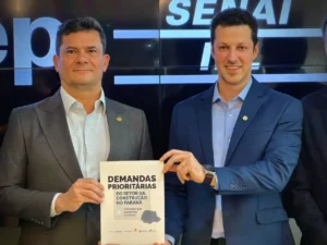 O senador e pré-candidato ao Governo do Paraná pelo PL, Sergio Moro, reuniu-se na tarde desta segunda-feira (6) com representantes do Conselho Setorial da Indústria da Construção, na Federação das Indústrias do Estado do Paraná (Fiep), em Curitiba.