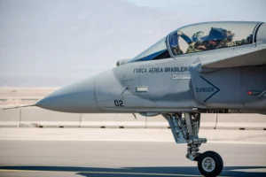 Caças supersônicos F-39E Gripen no Exercício Multidomínio SALITRE 2026. Crédito: Divulgação / Saab