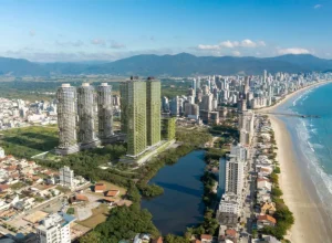 Projeção do empreedimento Lagom, na Lagoa do Perequê, em Porto Belo. Divulgação