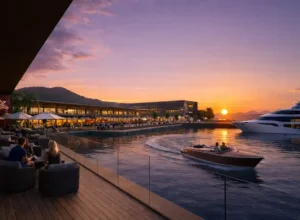 O projeto prevê a construção de espaços públicos de convivência, comércio e serviços, além da Marina Guaratuba. Imagens: Projeto Gaissler Moreira Engenharia e Planos Engenharia